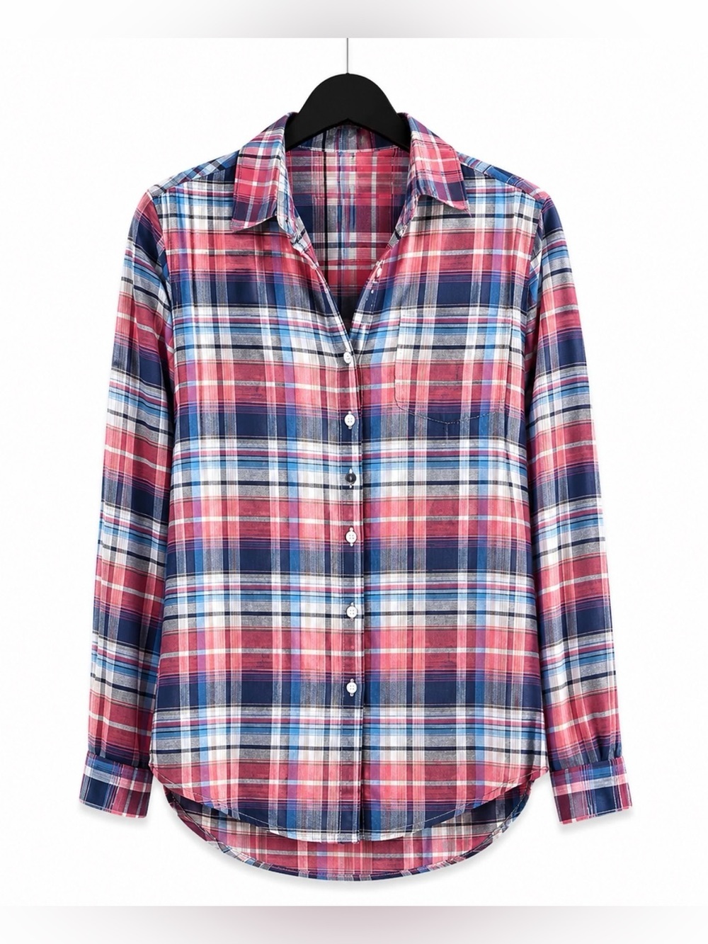 Greyson Pastel Plaid Button-Down Long Sleeve Shirt Women's Size 01